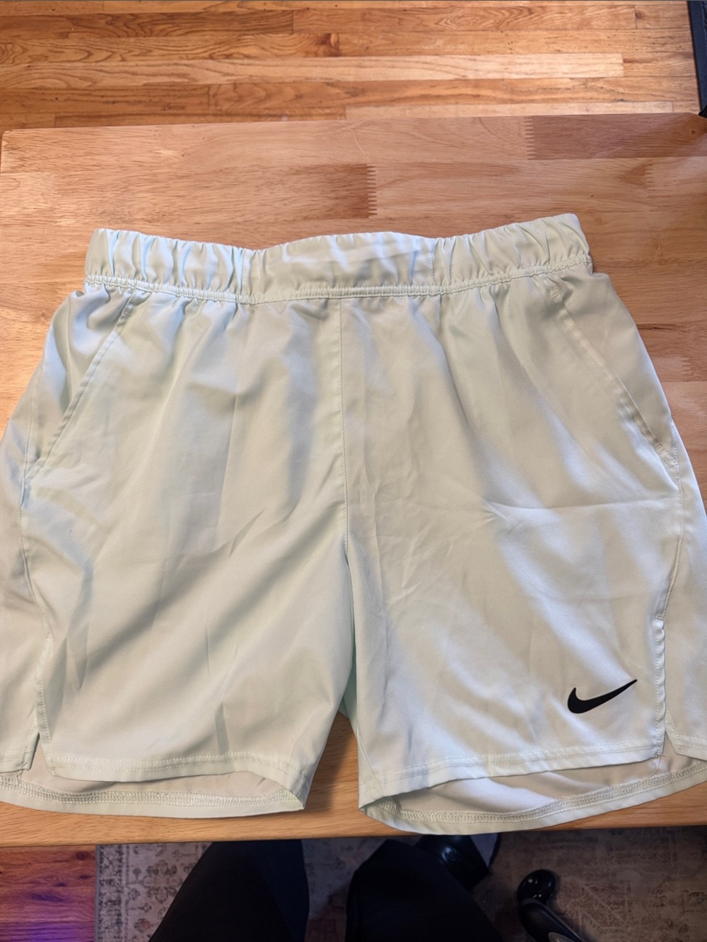 Nike Men’s Mint Green Athletic Shorts with Black Swoosh